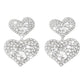 E1286 Exaggerated Earrings Women's Double Love Diamond Light Luxury Earrings Fashion Hong Kong Retro Personality Earrings