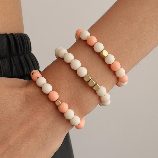 B1635 Mori Girls Jewelry Candy Color Sweet Fresh Bracelet Set Elastic Beads Elegant Bracelet