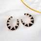 Retro Gothic U-shaped earrings hip-hop creative black and white grid horseshoe earrings exaggerated personality dripping oil earrings female