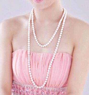 Fashion Simple Pearl Necklace Fashion Multilayer Sweater Chain Clavicle Chain Jewelry