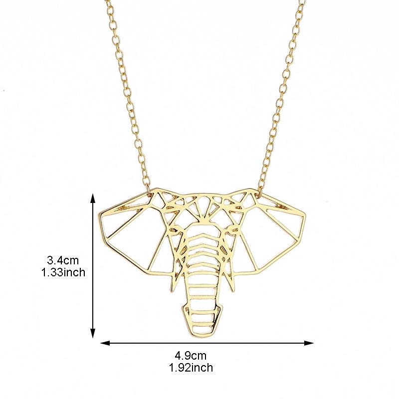 Hollow Elephant Head Necklace Female Lucky Elephant Pendant Necklace
