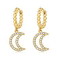 Personalized crescent moon earrings fashion exaggerated copper micro-inlaid zircon moon earrings jewelry women