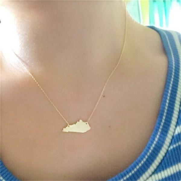 Explosive jewelry American Kentucky state map necklace female pendant travel accessories