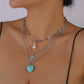 N1189 Multilayer Necklace Turquoise Exaggerated Punk Necklace Retro Personality Fashion Necklace