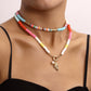 Jewelry double-layer colored soft pottery pearl scallop pendant necklace female ocean style trendy money jewelry