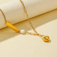 ins titanium steel gold-plated three-dimensional love lock pendant fashion square brand Imissyou temperament pearl necklace