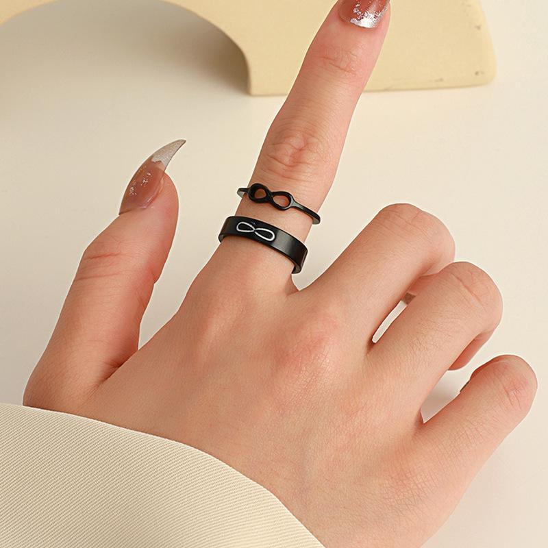 ins simple 8-character ring set fashion personality geometric opening adjustable ring lucky couple ring