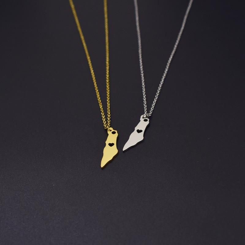 Simple Personality Titanium Steel Israel Map Necklace Pendant Female Popular Versatile Pendant Ornament