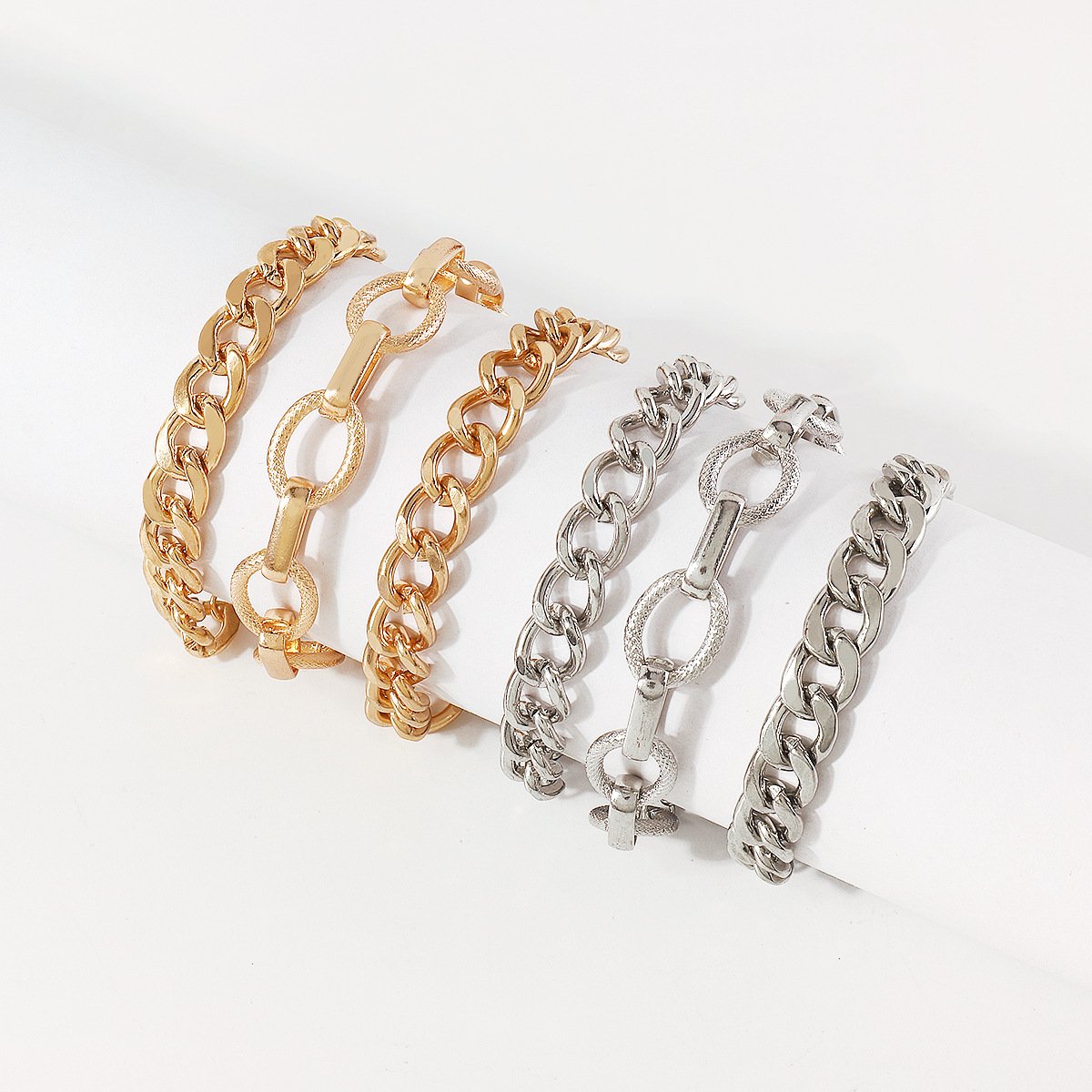 B1811 Exaggerated Hip Hop Bracelet Geometric Chain Punk Niche Popular Simple Personality Mix and Match Jewelry
