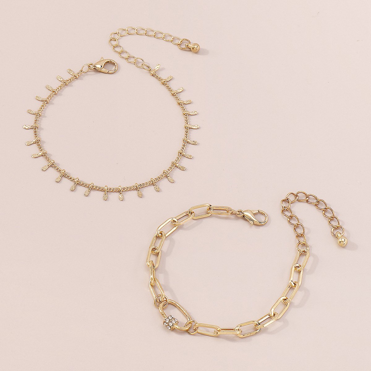 B1847 Niche internet celebrity geometric bracelet women's metal chain tassel micro-inlaid simple personality jewelry