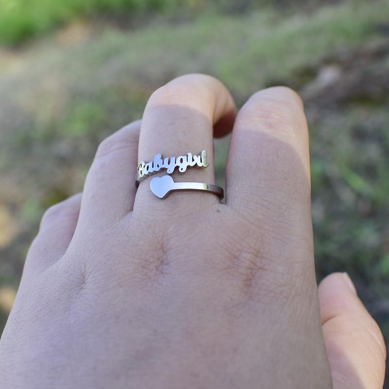 Retro letter Babygirl ring female personality simple love ring