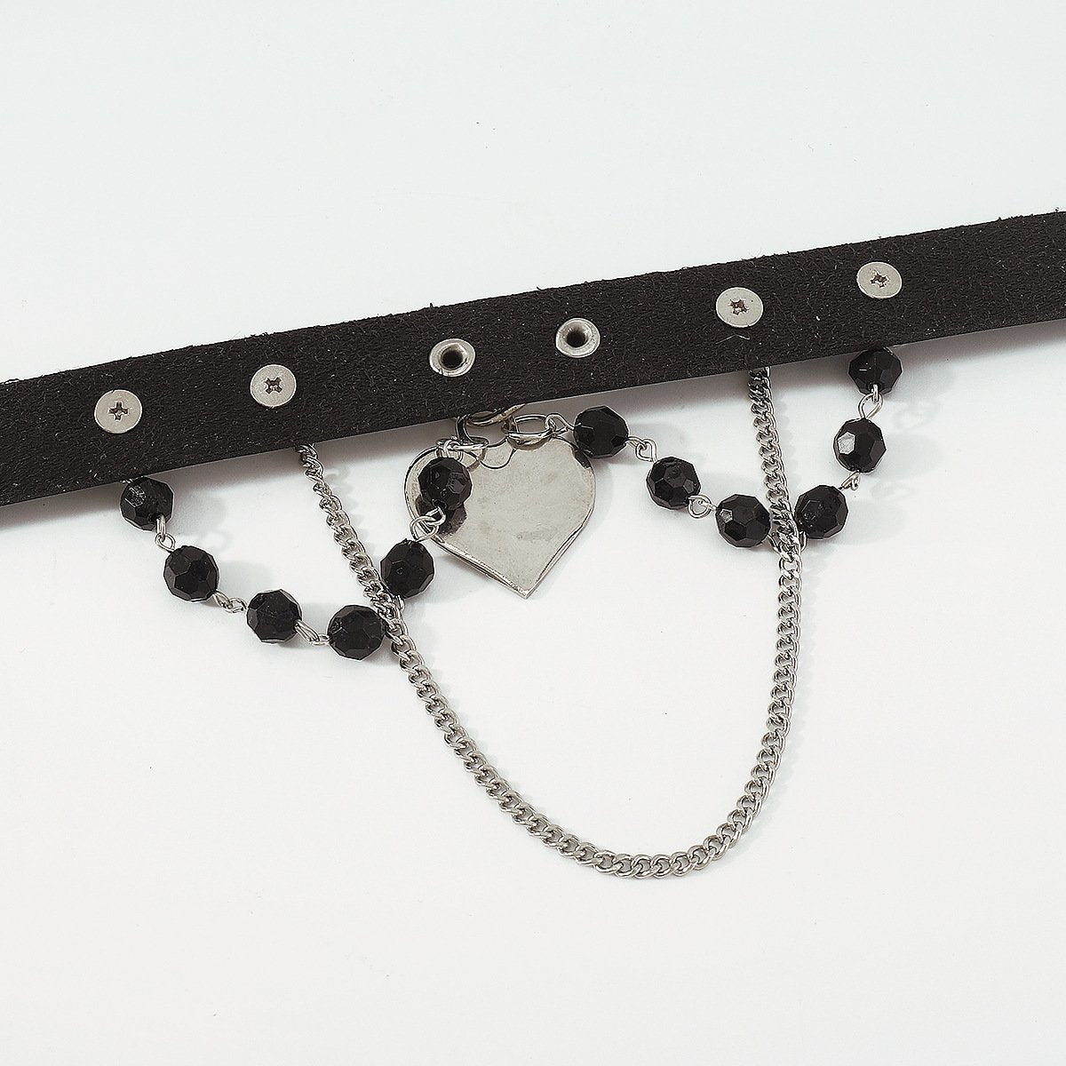 N1775 Gothic choker necklace PU leather love chain exaggerated punk necklace
