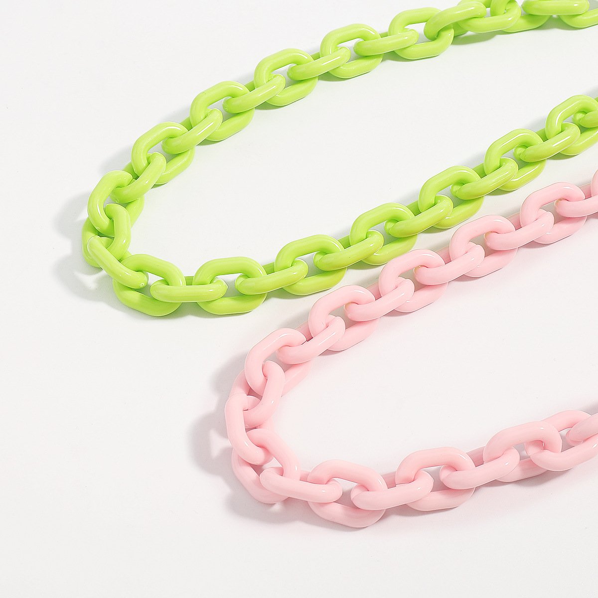 N932 Exaggerated Punk Hip Hop Resin Necklace Alloy Acrylic Retro Thick Chain Clavicle Chain Female