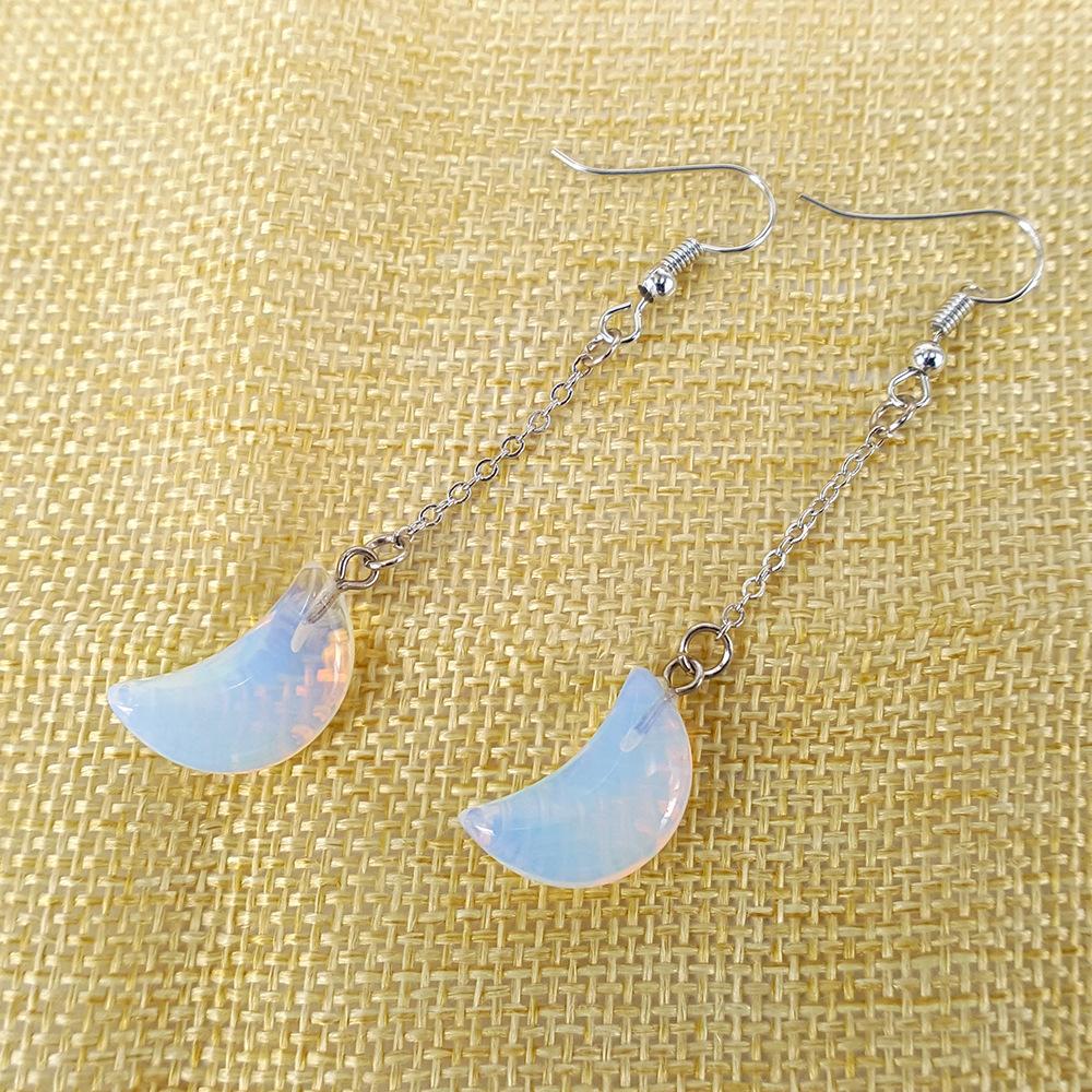 Direct Supply Moon Earrings Long Creative Earrings Earrings Natural Stone Alloy Earhooks Fashion Earrings