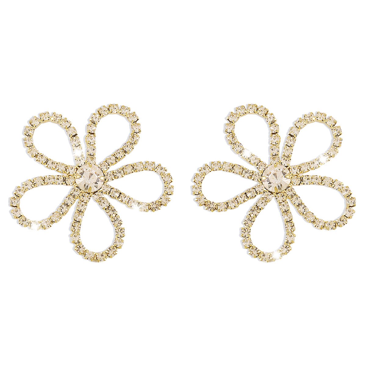 1727 Temperament Full of Diamond Flower Earrings Personality Atmospheric Creative Fairy Ear Studs Niche Design Earrings