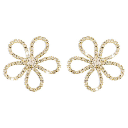 1727 Temperament Full of Diamond Flower Earrings Personality Atmospheric Creative Fairy Ear Studs Niche Design Earrings