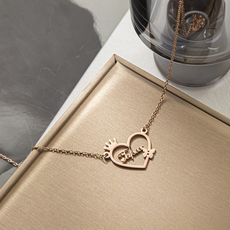 Stainless steel name necklace female DIY English letter small butterfly collarbone chain furnace vacuum plating