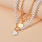 Simple Imitation Pearl Multilayer Necklace Retro Fashion Round Iron Pendant Necklace Accessories