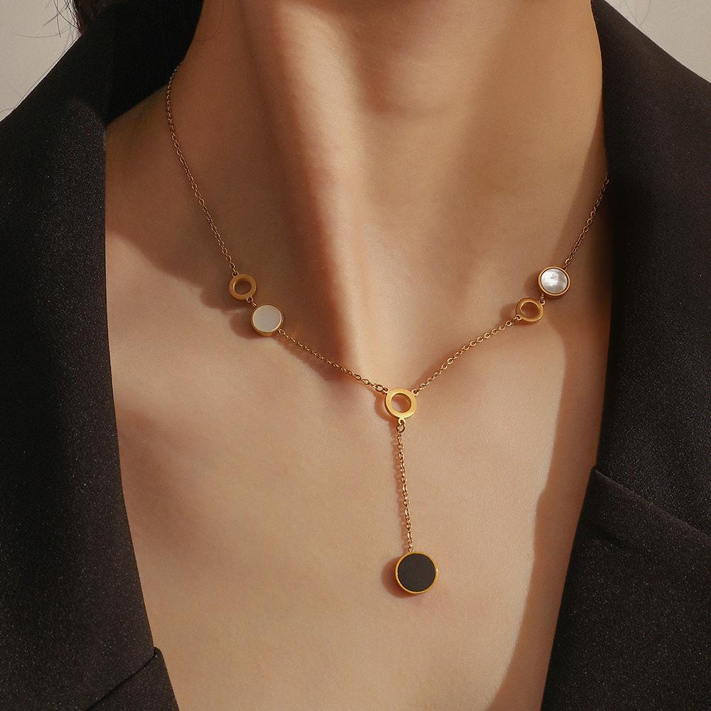 Stainless Steel Necklace Black Drip Titanium Steel Ring Clavicle Chain Classic Simple Necklace Not Fading Accessories