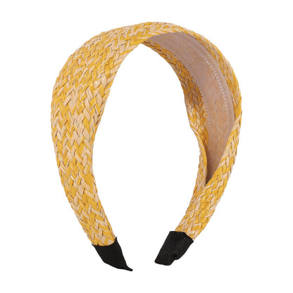 F499 pastoral raffia headband leisure vacation geometric fashion headband contrast color fresh hair accessories