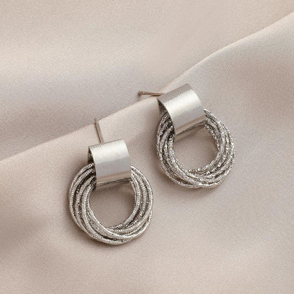 Hollow hemp wreath geometric winding earrings fashion simple trend retro elegant temperament ear jewelry