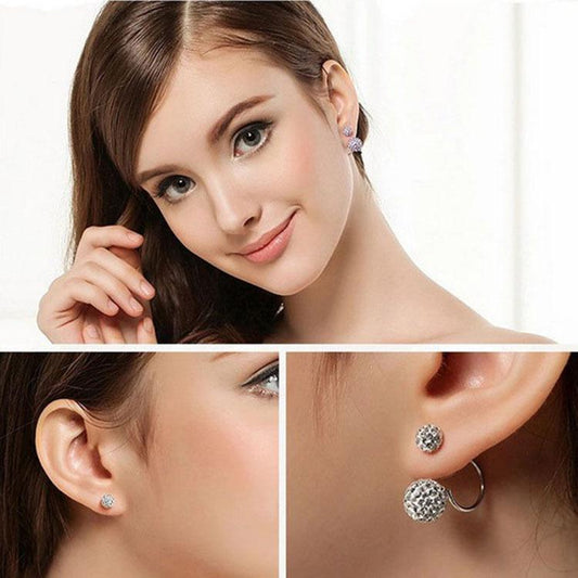 Silver Plated Crystal Ball Ball Stud Earrings Exquisite Ear Jewelry Back Hanging Shambhala Diamond Ball Fashion Earrings