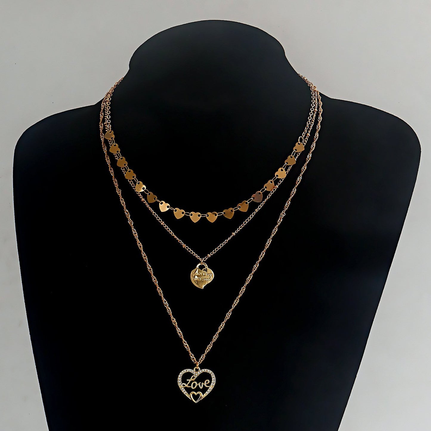 Jewelry fashion multi-layer LOVE heart necklace female summer ins handmade chain necklace accessories