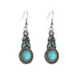 Trendy Vintage Pattern Blue Crystal Embellished Turquoise Drop Earrings Boho Statement Earrings