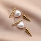 Stainless Steel Heart Pearl Rivet Earrings Creative Niche Temperament Design Sense Ear Studs Fashion Personality Accessories