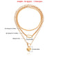 Jewelry punk multi-layer flat snake chain geometric peach heart pendant necklace female ins love necklace