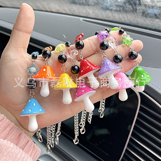 Fashion cartoon resin color small mushroom creative key chain men and women car bag key chain pendant