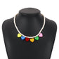 N136 Rainbow Pearl Necklace Spring and Summer Temperament Niche Necklace Net Red Resin Love Sweet Cool Necklace
