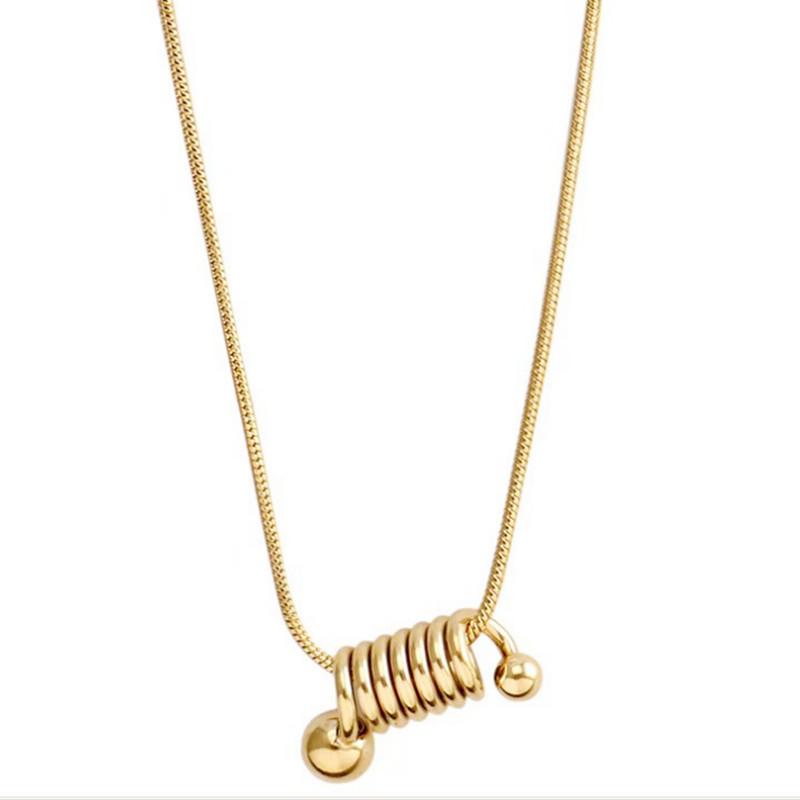 Simple and cold design geometric spring necklace female fashion personality titanium steel necklace female