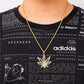 Trendy hip-hop rock diamond painting oil maple leaf necklace fashion light luxury unisex collarbone chain