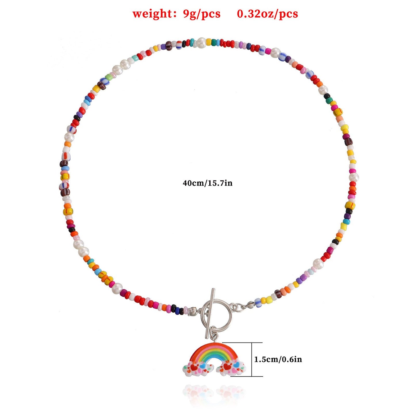 Jewelry Bohemia Color Rice Beads Rainbow Pendant Necklace Female OT Buckle Trendy Temperament Necklace