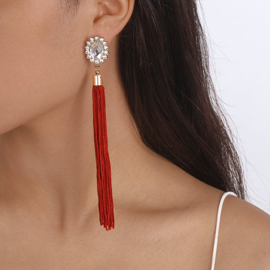 E1711 Ethnic Tassel Earrings Female Bohemian Leisure Vacation Earrings Exaggerated Retro Earrings