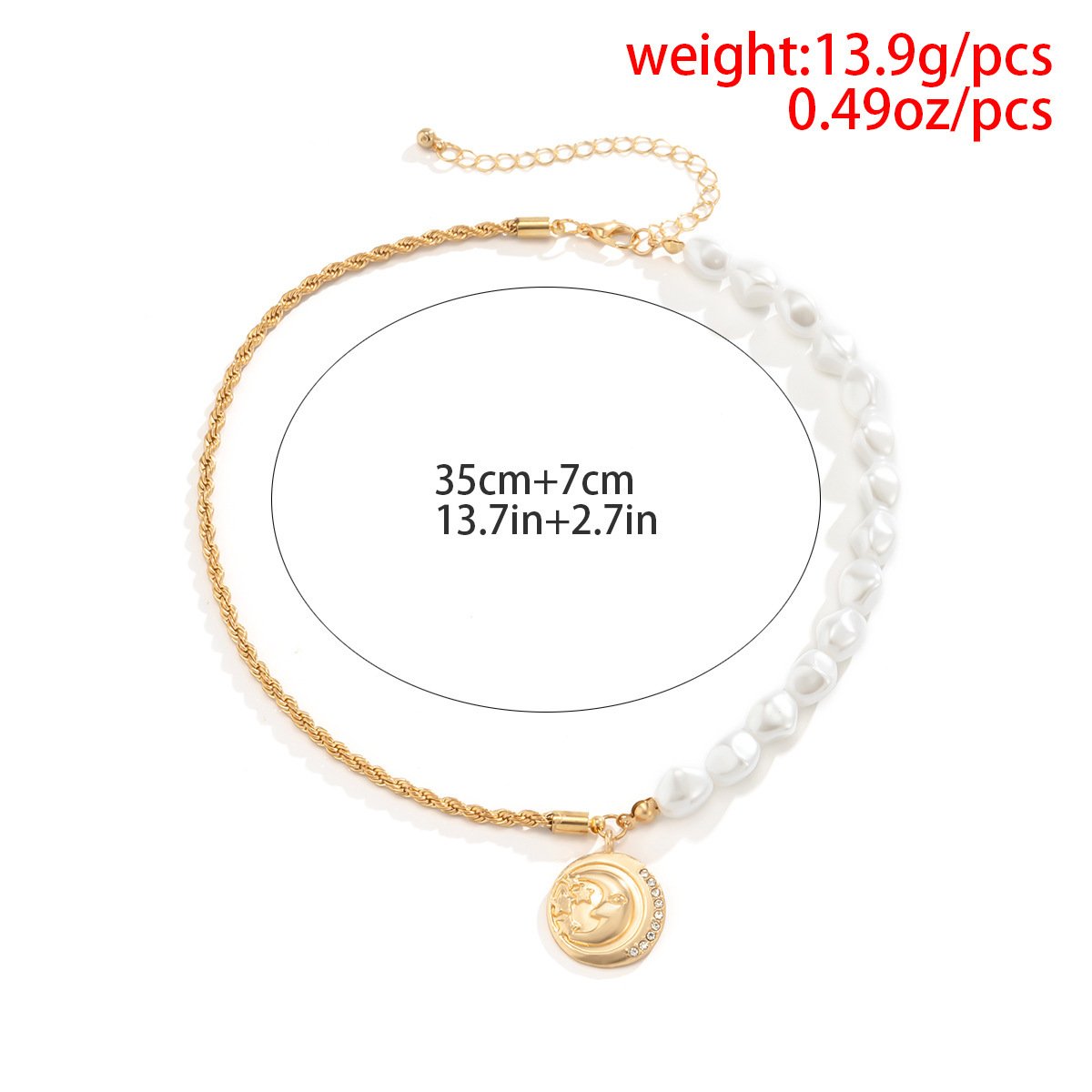 Jewelry Retro Niche Pearl Stitching Clavicle Chain Diamond Star Moon Pendant Twist Chain Necklace