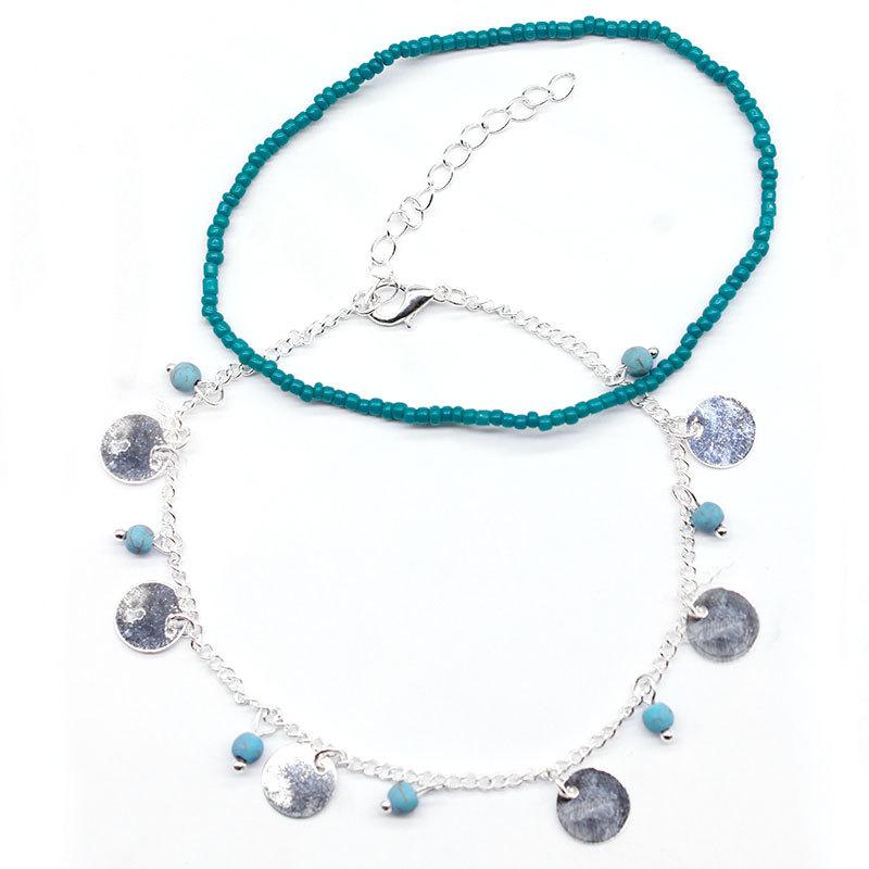 Trade anklets summer all-match popular anklets simple turquoise bead sequin anklets