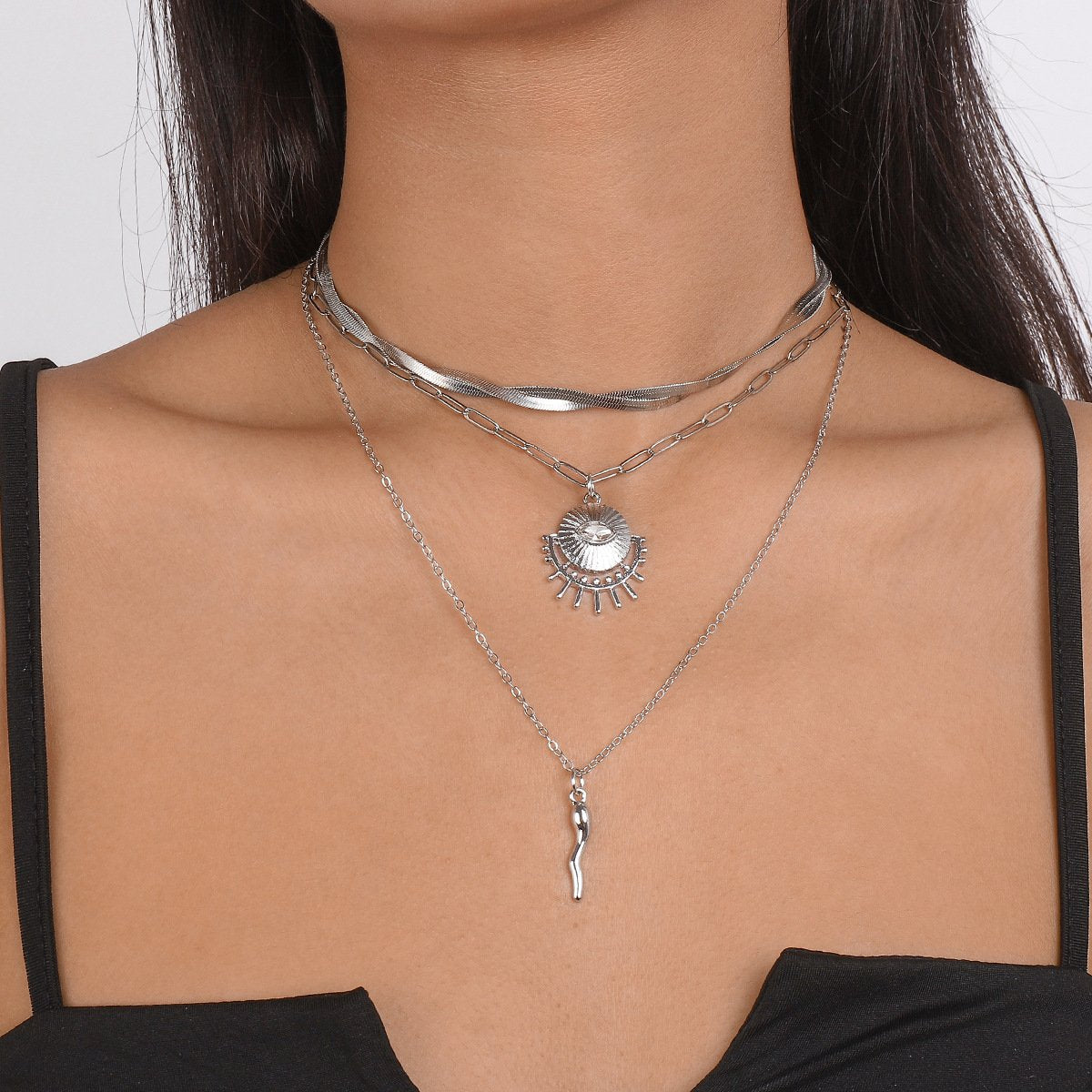 N1678 Jewelry Devil's Eye Exaggerated Stacked Necklace Personality Creative Winding Snake Bone Necklace