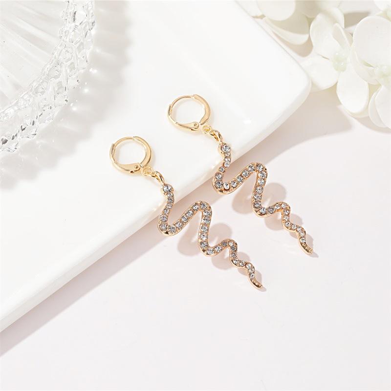 Earrings Creative Snake Earrings Women's Frosty Long Diamond Earrings Personality Simple Wave Earrings
