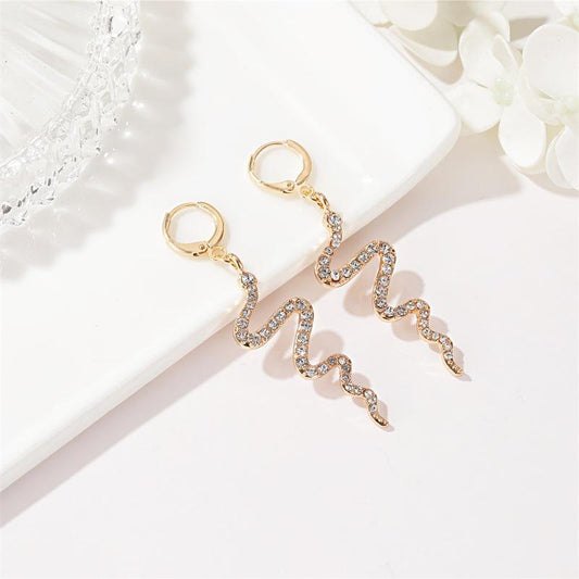 Earrings Creative Snake Earrings Women's Frosty Long Diamond Earrings Personality Simple Wave Earrings
