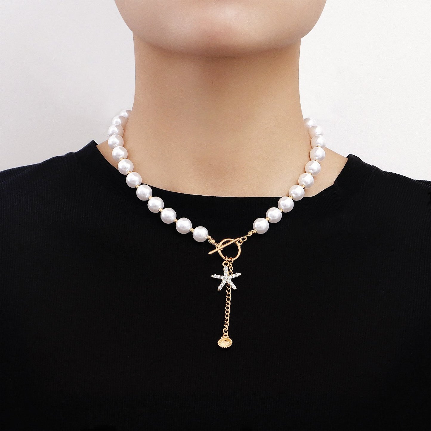 Jewelry Beach Shell Mix and Match Beaded Necklace Diamond Starfish Pendant Necklace Female Personality Necklace