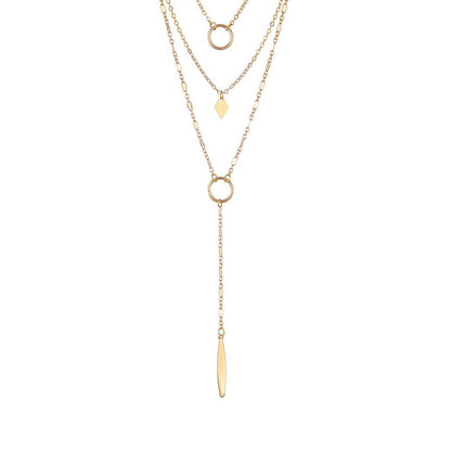 Round iron ring iron sheet pendant multi-layer necklace fashion temperament necklace collarbone chain ladies jewelry