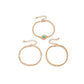 Vintage Ethnic Turquoise Pendant Bracelet Set Simple Geometric Metal Thin Chain Hand Jewelry