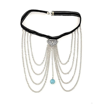 Multilayer Metal Chain Turquoise Stretch Leg Chain Female Bohemian Trend Exaggerated Body Chain Jewelry