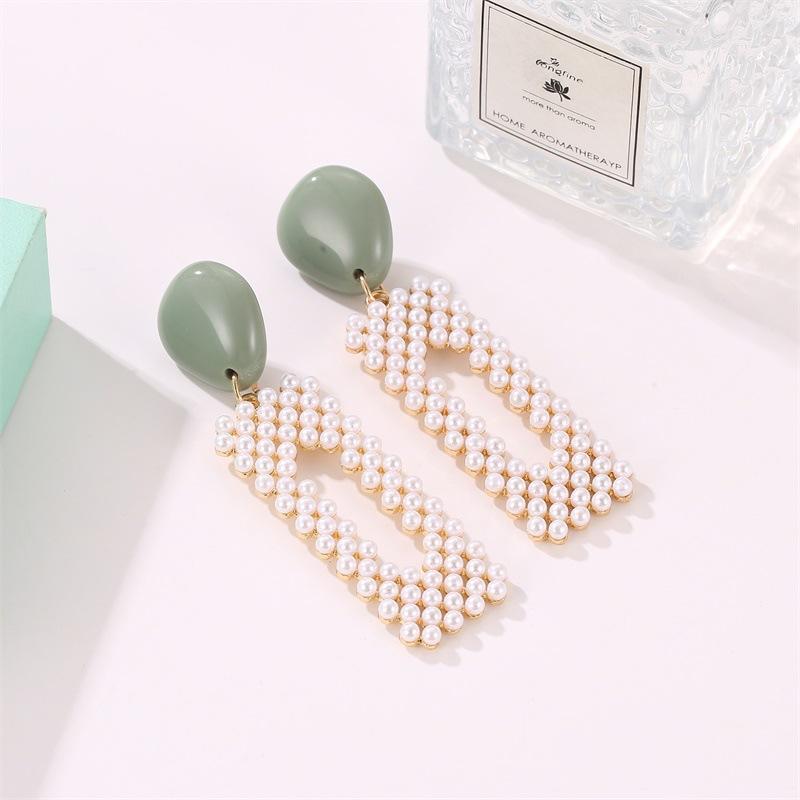 Exaggerated geometric earrings imitation pearl fashion net red candy earrings earrings earrings trendy ear accessories