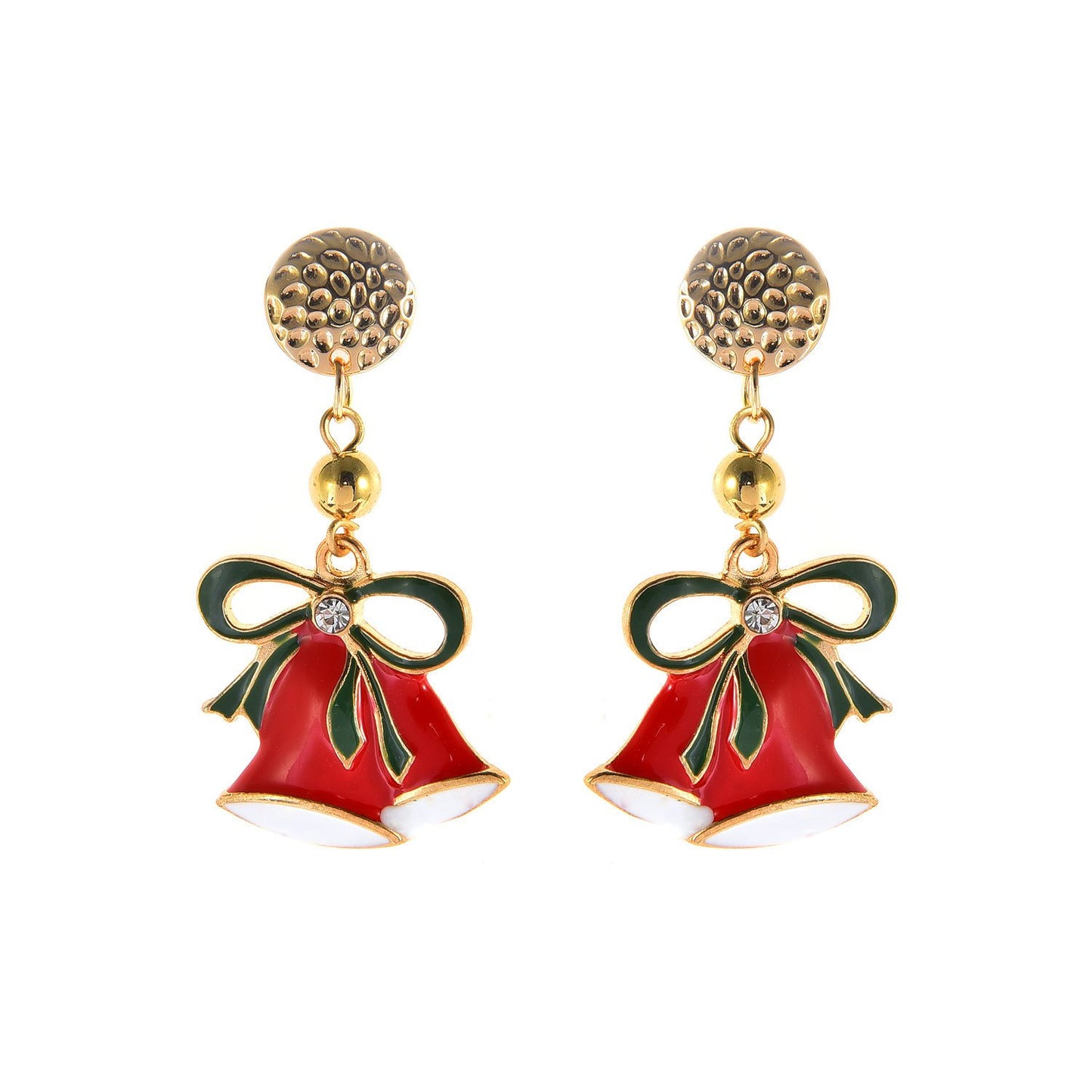 Ornament red dripping oil Christmas bell pendant earrings ladies Christmas earrings earrings