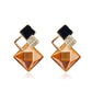 Women's Rhombus Crystal Shiny Earrings Fashion Temperament Earrings Versatile Exaggerated Trend Earrings