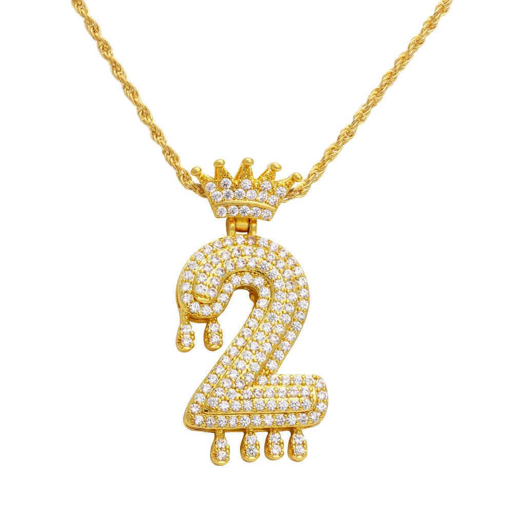 Necklace Fashion Personality Item Jewelry Trend Crown Digital Hip Hop Street Pendant Male