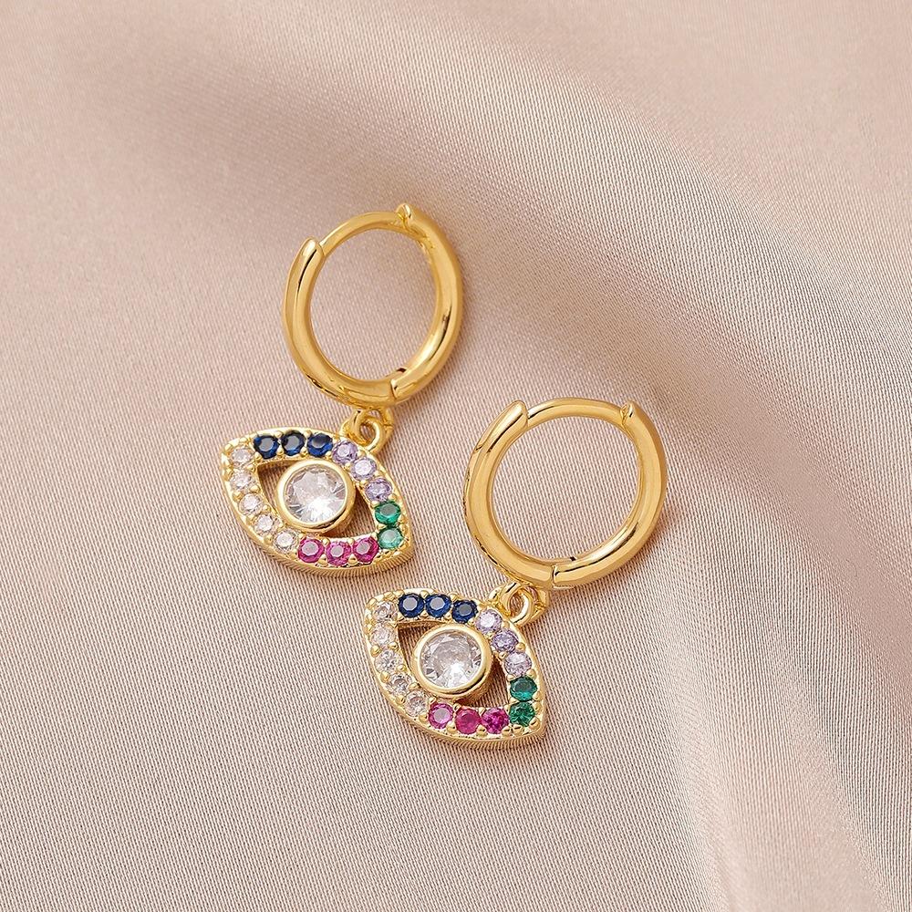 Fashion and exquisite devil's eye earrings copper micro-inlaid zircon eye earrings jewelry for women
